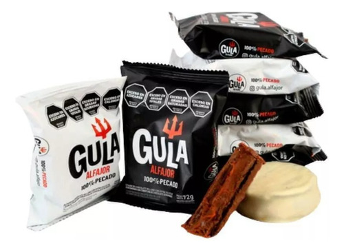 Alfajor Gula %100 Pecado X 24u. Blanco / Negro 72 G.