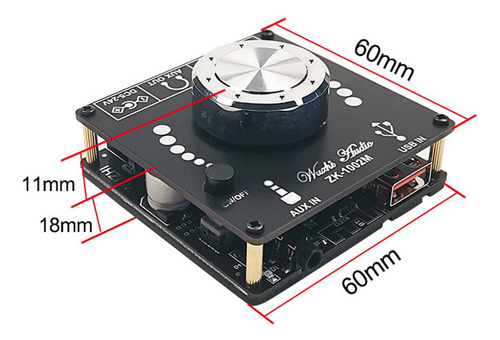 Placa Amplificadora De Áudio Zk-1002m, 2*100w, 2 Canais,