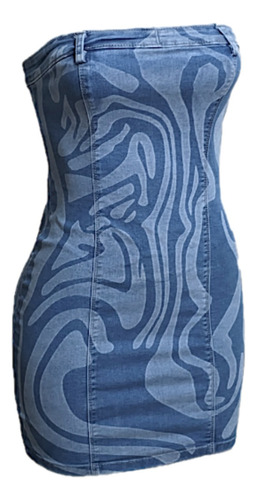 Vestido Mujer Corto Jeans Elastizado