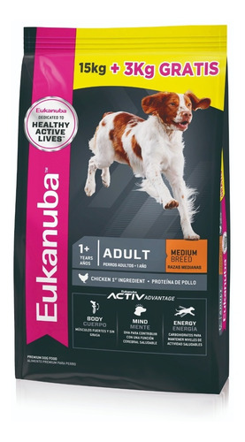 Eukanuba Adulto Medium 15+3 = Bolsa 18 Kg . Envio Pais.