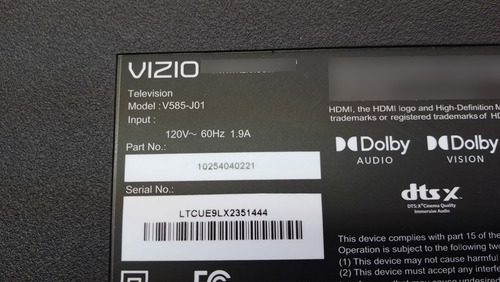 Main Vizio V585-j01 / Xlcb02k040040x /715gb692-m0e-b000-004d (Usado)