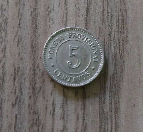 Moneda Provisional De 5 Centavos 1879