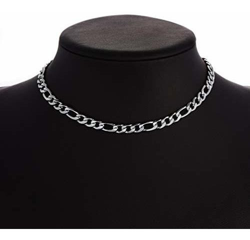 Collar De Cadena Figaro Acero Inoxidable 316l Para Negr...