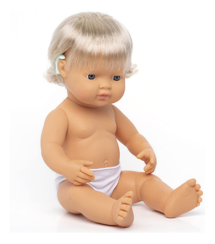 Miniland - Baby Doll Caucsico Girl Con Audfono De 15 Pulgada