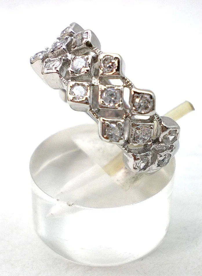 Anillo De Plata 925 Y Zafiros Blancos Art001