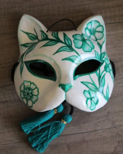 Máscara Sculpture Mask Neko Gato Decorativa