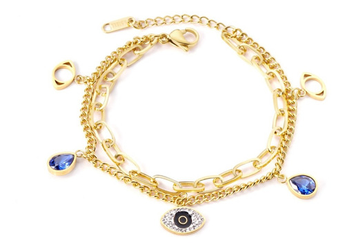 Pulsera Ojo Turco (nazar) Con Zirconia 3 Dijes