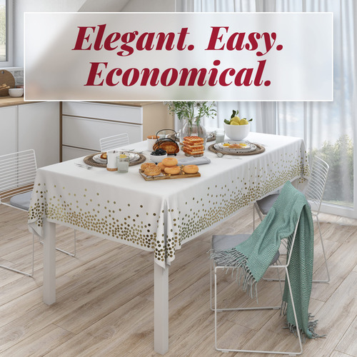 Mantel Desechable Dorado Y Blanco 137 X 274 Cm Pack 4