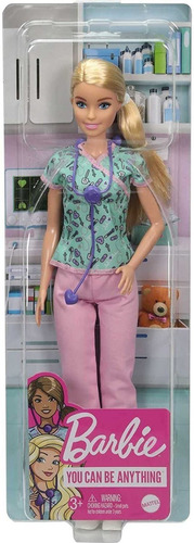 Muñeca Barbie Enfermera Profesiones Rubia Mattel Gtw39