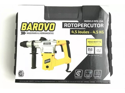 Imagen 4 de 7 de Martillo Roto-percutor Barovo 4,5j + Maletín