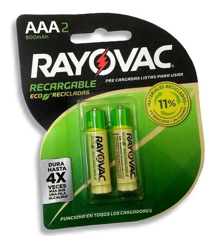 Pack X 12 Pilas Aaa Eco Recargable 2 Unidades Blister