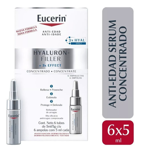 Sérum Concentrate Eucerin Hyaluron-filler Día/noche Para Todo Tipo De Piel De 5ml- Pack X 6 Unidades