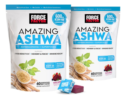 Force Factor Amazing Ashwa Ashwagandha 120 Masticables