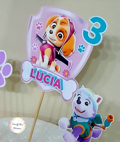 Adorno Torta Cake Topper Paw Patrol Nena / Patrulla Canina Rosa