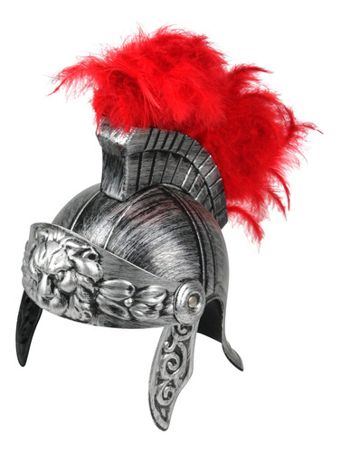 Casco De Gladiador Con Pluma Falsa Roja Talla Única