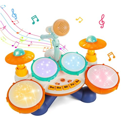 Niños Drum Set Baby Drum - 4 Beats Flash Light 7g3mz