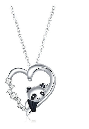 Collar Cadena Para Mujer Oso Panda En Plata 925