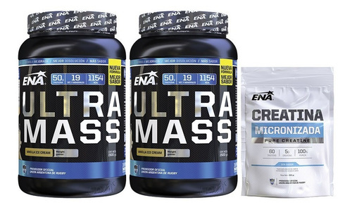 Combo 2 Ultra Mass 1,5kg + Creatina Ena Crecimiento Fuerza