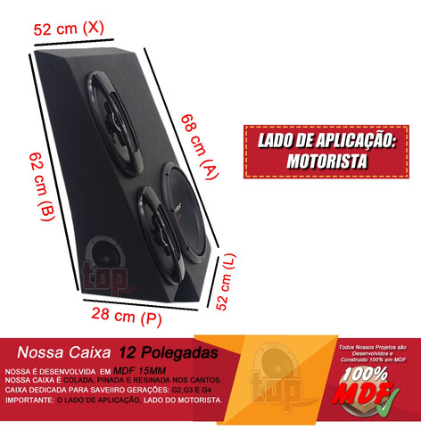 Caixa Trio Goiano Pioneer 12'' 700w Saveiro Pick-up G2 G3 G4