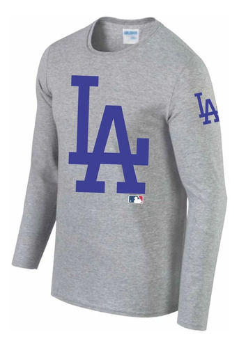 Playera Los Angeles Dodgers La, Manga Larga 100% Algodón