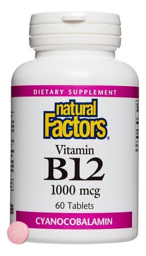 Vitamina B12 com cianocobalamina 1000mcg 60 comprimidos de sabor natural sem sabor