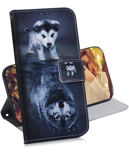 Funda Tapa Soporte Diseno Lobo Cuero Para Galaxy A12