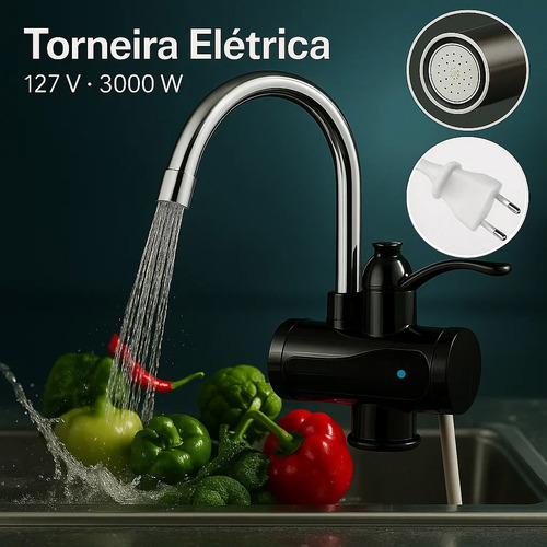 Torneira Eletrica Bancada Agua Quente 3000w Display Digital