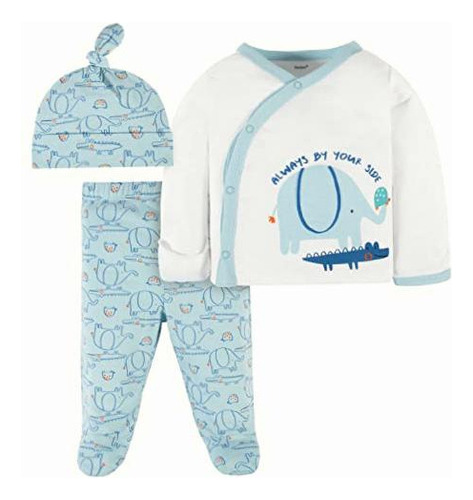 Gerber Conjunto Unisex De Hospital Recién Nacido Para Color Animales Azules