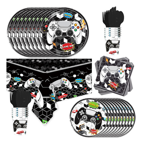81 Pieza Suministro Fiesta Videojuego Plato Servilleta Taza