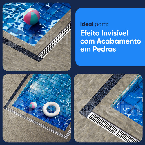 Relim Ralo Linear em Alumínio 15x100cm com Tela Anti Insetos Escovado