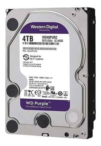 Imagen 1 de 3 de Disco Duro De 4tb Teras Wd Western Purpura Dvr New 3 Años