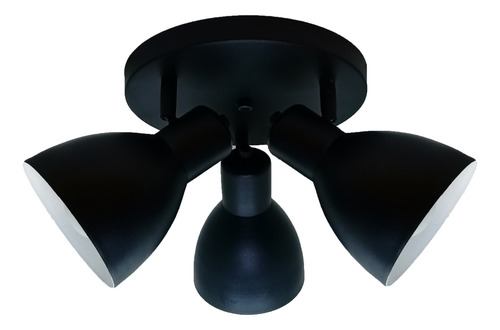 Base Circular 3l Spots E27 Industrial Negro Apto Ventilador Negro Texturado