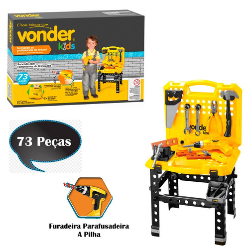 Kit Bancada Maleta Ferramentas Brinquedo 73 Peças - Vonder