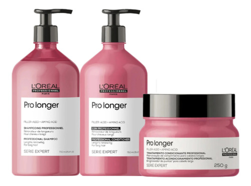 Kit Loreal Pro Longer Shampoo 750ml+cond 750ml+mascara 250gr