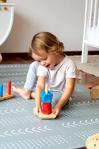 Tapete Para Bebe Armable Suave Alfombra Infantil Foamy Gris Flechas