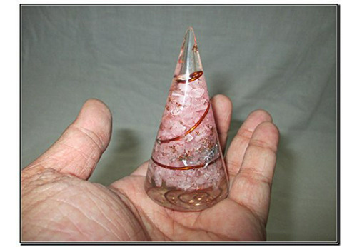 Exquisito Cuarzo Rosa Orgone Antena Cono Chakra Cristal