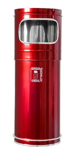 Bote De Basura Trad 20x58 Cm/13 Lts Rojo En Acero Inox