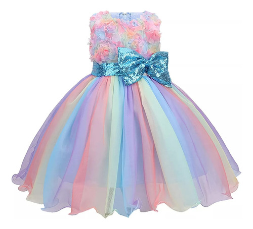 Vestido De Princesa Arcoíris Para Niñas, Ropa De Cumpleaños