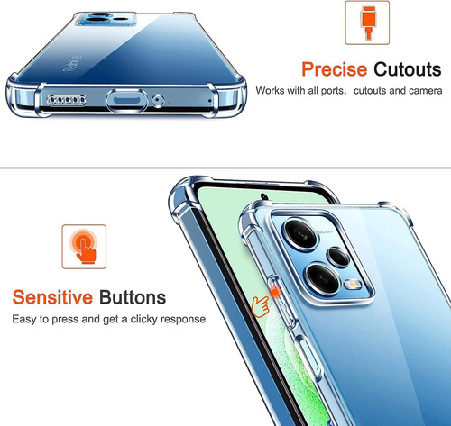 Funda Uso Rudo Silicona Tpu Suave Para Poco X5 5g+mica Transparente Xiaomi Poco X5 5g/redmi Note 12 5g