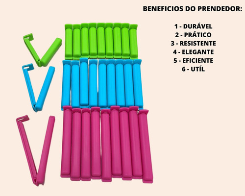 30 Prendedores Para Vedar Fechar Lacrar Pacotes E Embalagens De Alimentos Batata Bolachas Farofa Doces