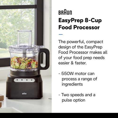 Procesador De Alimentos Braun Fp3101bk Easy Prep De 8 Tazas,