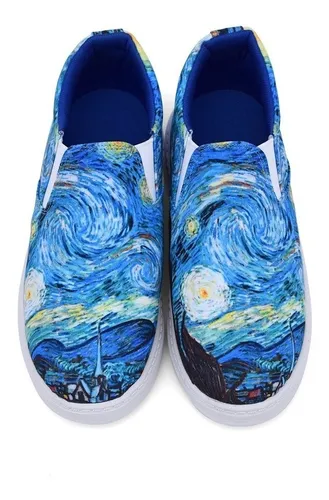 Tenis Noche Estrellada Van Gogh El stico Ni a Y Ni o Cuotas sin