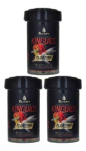 Kit 3 Unidades Poytara Ração Kinguio Black Line Floating 35g