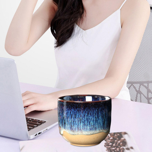 2 Ceramic Cups Handless 150ml, Sake Cup, Traditional Dark