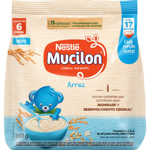 Cereais Infantil Nestlé Mucilon Arroz em pacote 360 g