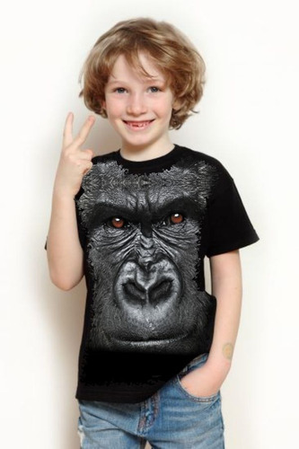 Camisa, Camiseta Criança 5%off Gorila Animais Personalizada