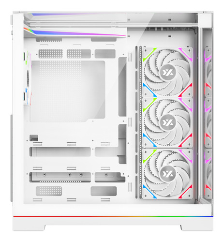 Gabinete Xyz Tesseract Argb 4 Fans Controller 3d Glass Dual Chamber Usb C White