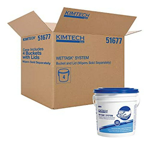 Wettask Hdpe Sistema De Limpieza Cubo, Azul/blanco, 4/caja (