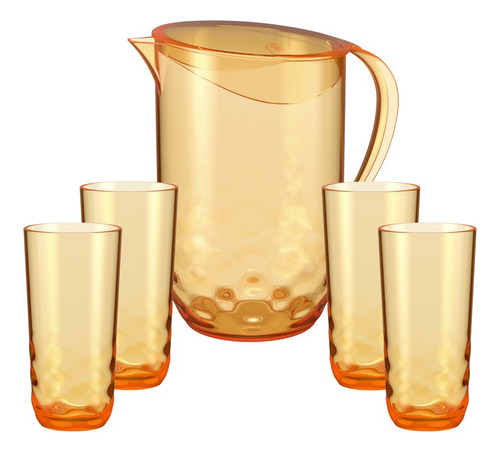 Set de tarros de 2 L + 04 tazas de 400 ml Orange Flame Coza