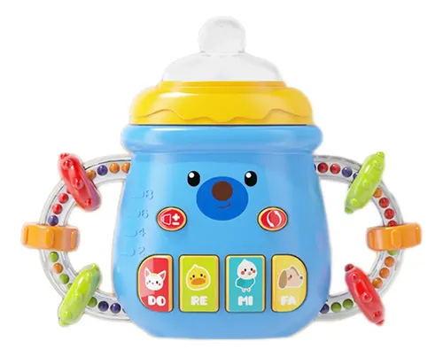 Garrafa Calmante Sensorial Rattle Com Mordedor De Luz E Músi